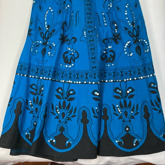 Tantrums Collection, Large, Turquoise and Black Boho Skirt W/ Sequins - Picture 1 of 4